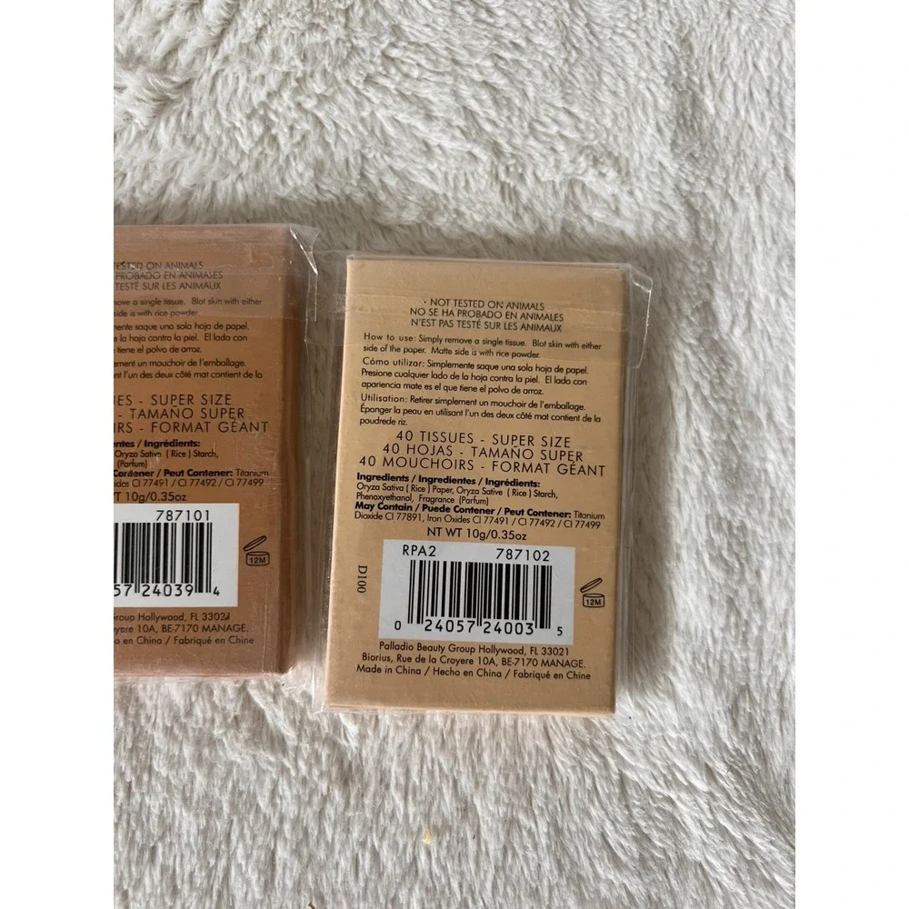Palladio Rice Paper Facial Blotting Tissues Oil Absorbing Mixed Lot Warm Beige